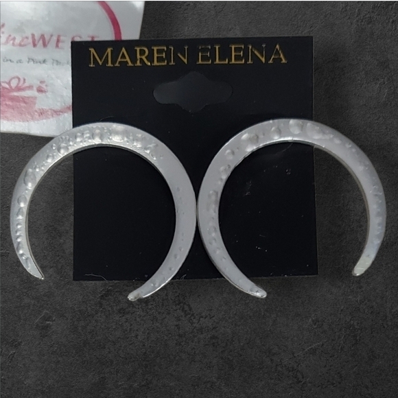 Nadine West Jewelry - NWT Maren Elena For nadineWest Silver Crescent Hoop Post Earrings ~1 1/2"
